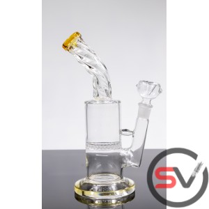 TWISTED NECK HONEYCOMB GLASS WATER PIPE 9inch